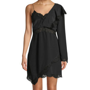 IRO Asymmetrical NWT Sz 6 Black Lace Dress Silk